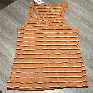 Aerie Striped Orange & Brown Tank Top